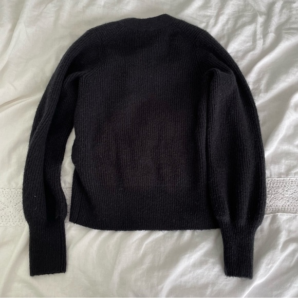 Madewell XS Square neckline bell sleeve sweater Black alpaca wool - Picture 8 of 8